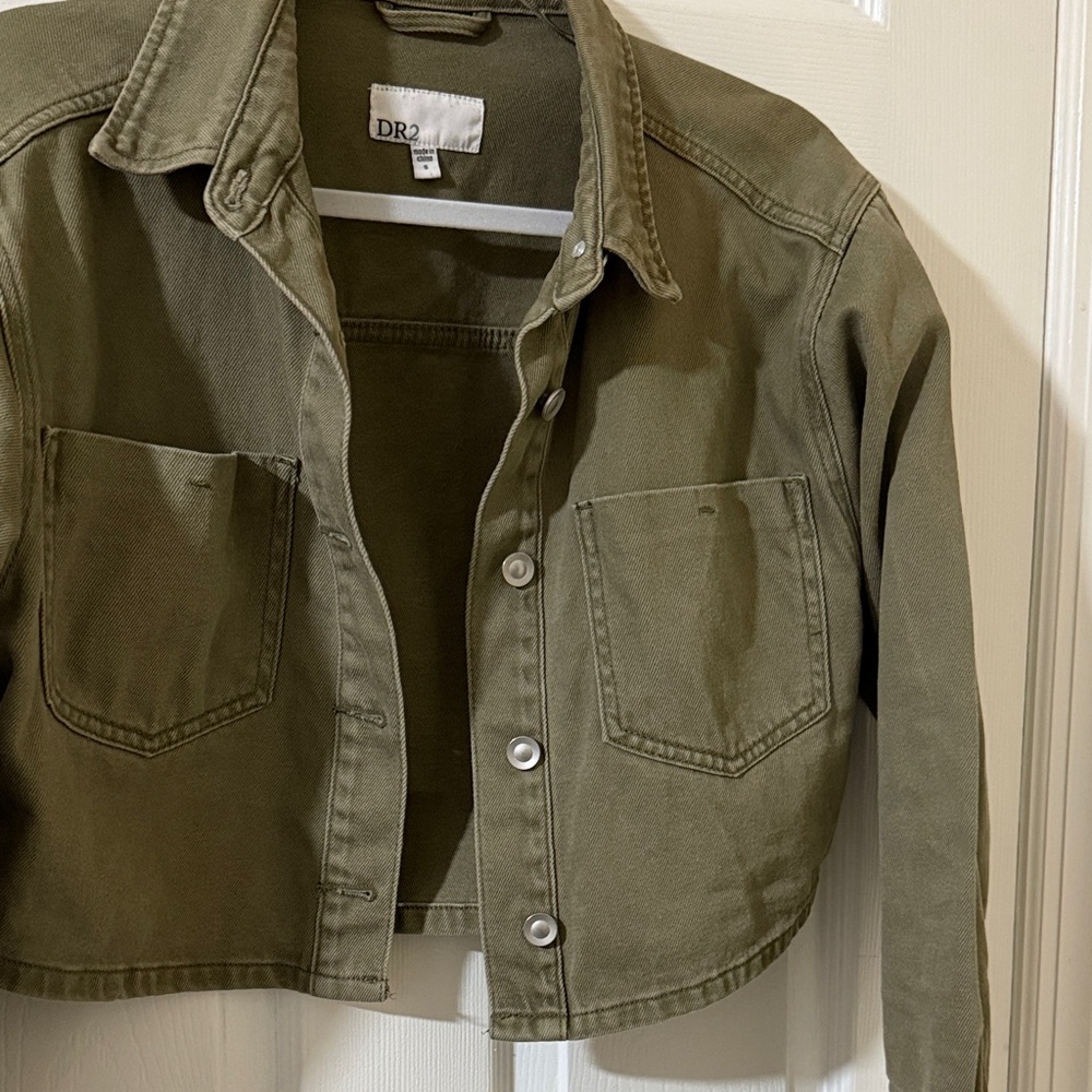 DR2 Olive Green Cropped Jean Jacket